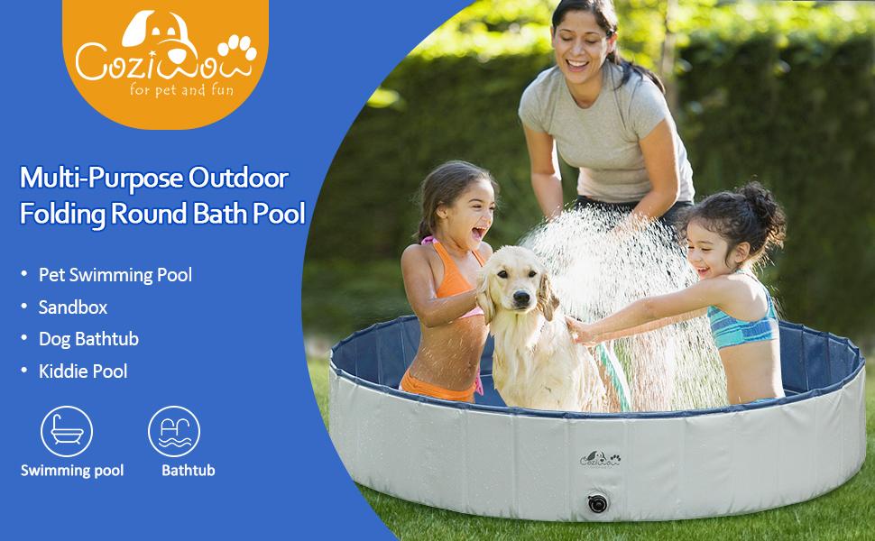 Foldable Pet Dog Pool Dog Bath Tub for Dogs Pet Kiddie Swimming Pool, Middle, Grey+Blue 4027977d d02d 4cc9 ac46 2e7182111a31. CR00970600 PT0 SX970 V1
