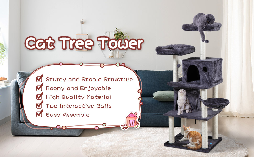 60” Cat Trees and Towers with Scratching Posts Condos Hammock Resting Perch 420b84ff 116e 43eb b7f9 b5e942f1ff4e. CR00970600 PT0 SX970 V1