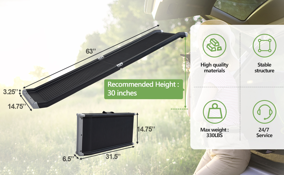 Coziwow 63" L High Flexibility Portable Bi-Fold Outdoor Dog Ramp with Non-Slip Smooth Surface, Snap-on Locks, PE+Steel Tube 4ecdecb3 5823 4fe5 8c70 d96f0e6ff462. CR00970600 PT0 SX970 V1