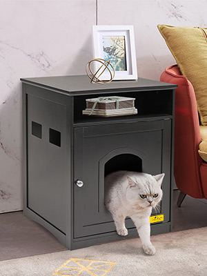 Coziwow Hideable Enclosed Cat Litter Box Cabinet, 20.1”L x 20.9”W x 25.4”H, Black 50aa6278 5a25 475e 8685 129865ce510f. CR00300400 PT0 SX300 V1
