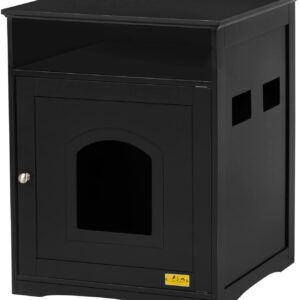 Enclosed Cat Litter Box Hidden Cabinet,Cat Washroom Bench, Black 51JKo4CWJ2L. AC SL1500 Cat Litter