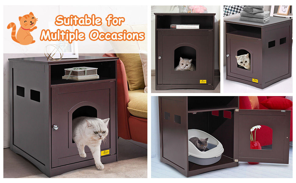 Coziwow Enclosed Cat Litter Box Hidden Cabinet, 20.1”L x 20.9”W x 25.4”H, Brown 52486956 1f18 40a2 97d9 96cc51298816. CR00970600 PT0 SX970 V1