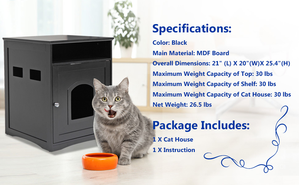 Coziwow Hideable Enclosed Cat Litter Box Cabinet, 20.1”L x 20.9”W x 25.4”H, Black 529ef8bc 25d1 4eaa 8b13 e46fdfe6b6c6. CR00970600 PT0 SX970 V1