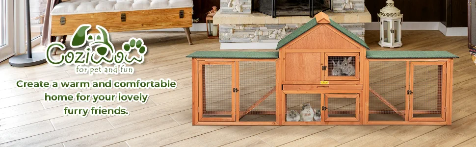 Coziwow 83.5"L Extra-Large Wooden Rabbit Cage With Double Runs, for 2-3 Bunnies, Orange 629be3bb f765 4f2a ba58 e4b7cdc0ebd1. CR00970300 PT0 SX970 V1