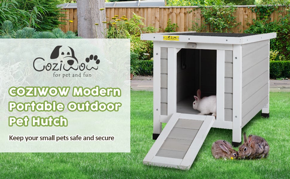 Coziwow Portable Wooden Cute Rabbit Hutch House for Small Pets w/ openable roof and door, White&Grey 65dcd944 3296 4d3d 9ed9 6961931d5fb6. CR00970600 PT0 SX970 V1