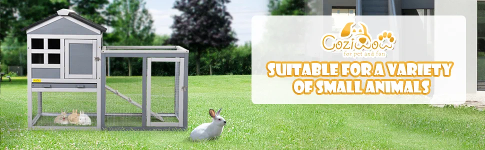 Coziwow 47"L 2-Story Wooden Rabbit Hutch, for 1-2 Bunnies, Indoor and Outdoor, Gray 6e83536a ef3c 4319 92ed 1ef8e508b0f9. CR00970300 PT0 SX970 V1