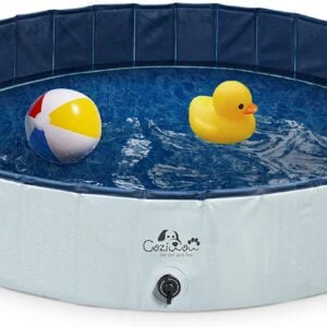 Coziwow Pet Dog Portable Foldable Bathing Tub, Multifunctional Pet Bath Swimming Pool, Indoor and Outdoor, Medium 47 Inches, Grey and Blue, PVC+MDF
