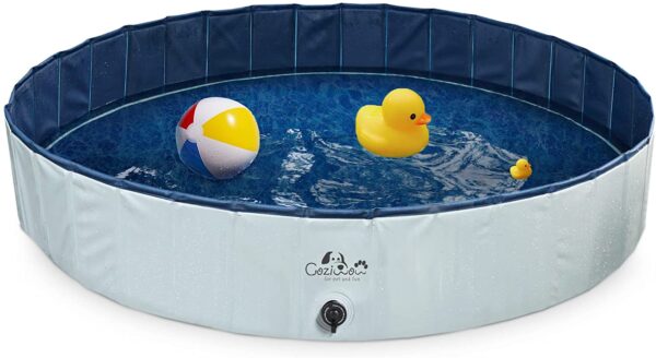 Coziwow Pet Dog Portable Foldable Bathing Tub, Multifunctional Pet Bath Swimming Pool, Indoor and Outdoor, Medium 47 Inches, Grey and Blue, PVC+MDF 71N6zIzEybL. AC SL1500