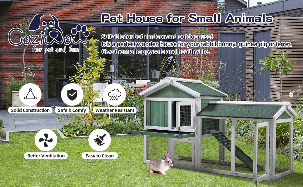 Coziwow Outdoor Wooden Large Rabbit Hutch 2-Tier Pet Chicken House with Tray, Green 94252b58 12a1 4b97 a051 fa891476de33. CR00970600 PT0 SX970 V1