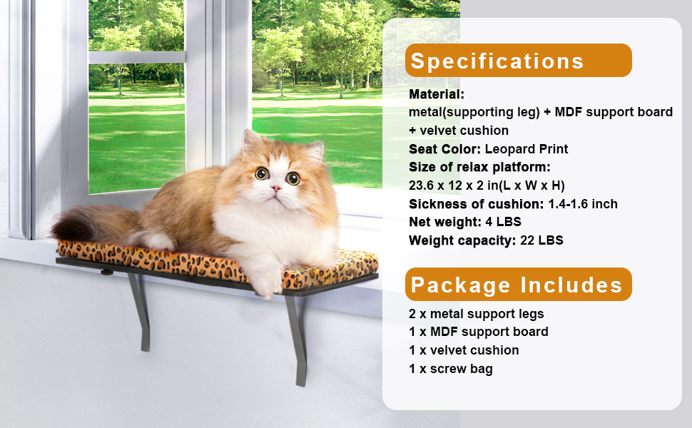 Coziwow Wall Window Mounted Cat Perch Bed for Large Cats Indoor, Leopard Pattern 9a6cdf72 ec13 4090 9ca6 51dd743196b7. CR00970600 PT0 SX970 V1