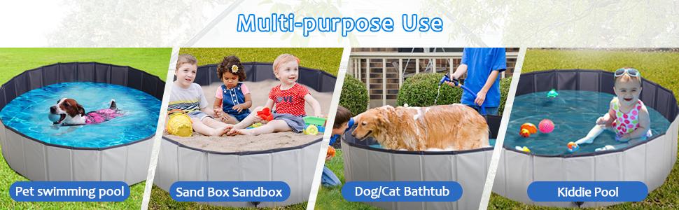 Foldable Pet Dog Pool Dog Bath Tub for Dogs Pet Kiddie Swimming Pool, Middle, Grey+Blue 9cbedc5a 86d6 404e af7b e9915d287d81. CR00970300 PT0 SX970 V1
