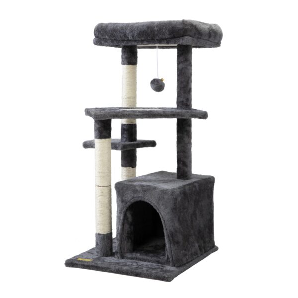 33" Cat Activity Tree with Extra Scratching Board & Posts, Cat Tower with Dangling Ball, Kitten Condo for Indoor Cats CW12A0468 2