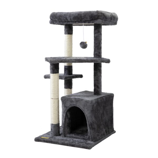 Coziwow 33" Cat Tree W/ Extra Scratching Board & Posts, Cat Tower Kitten Condo W/ Dangling Ball, Deep Gray CW12A0468 2