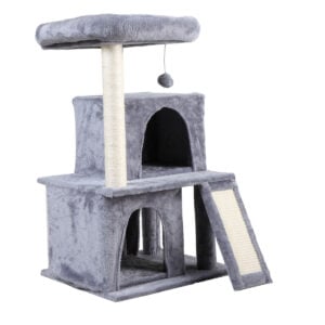 Coziwow 34" Cat Scratching Tree and Tower with Two Perches, Light Gray CW12B0325 20 Cat Trees