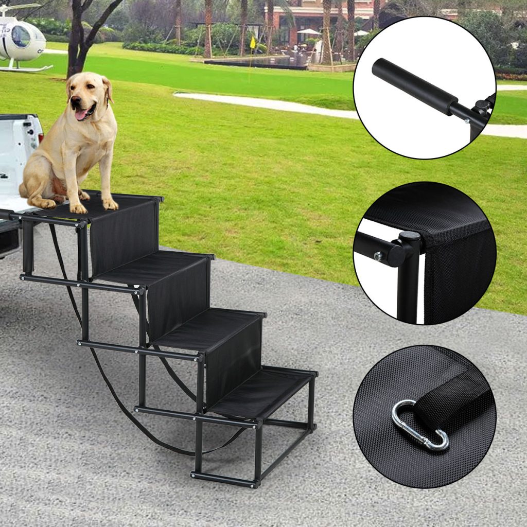 Coziwow 4 Steps High Flexibility Folding Portable Dog Stairs, Metal Non Slip Dog Ramp for Car, SUV, or Truck CW12B0343 37 1