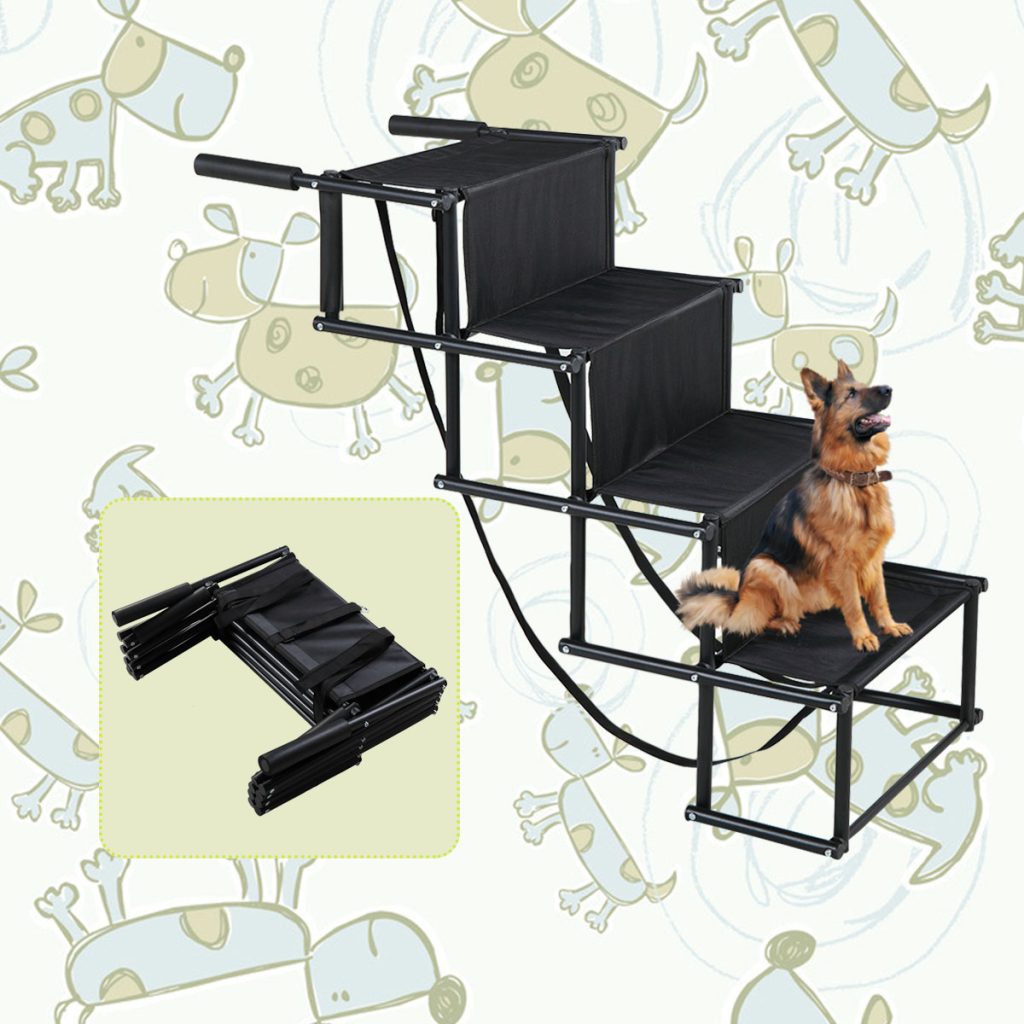Coziwow 4 Steps High Flexibility Folding Portable Dog Stairs, Metal Non Slip Dog Ramp for Car, SUV, or Truck CW12B0343 41