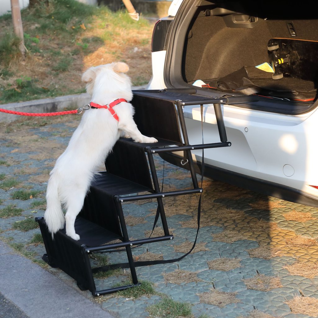 Coziwow 4 Steps High Flexibility Folding Portable Dog Stairs, Metal Non Slip Dog Ramp for Car, SUV, or Truck CW12B0343 sp2