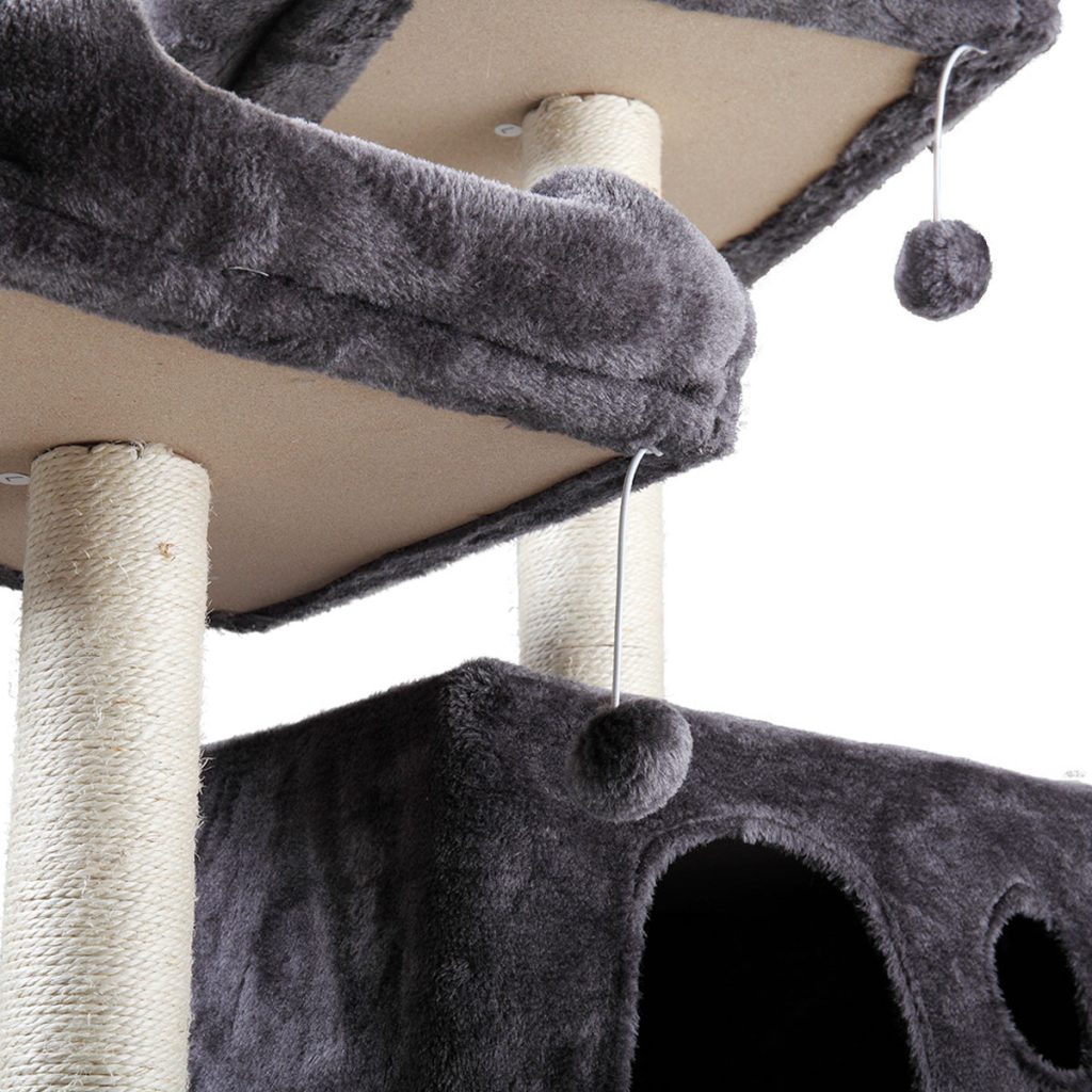 60” Cat Trees and Towers with Scratching Posts Condos Hammock Resting Perch CW12E0326 11