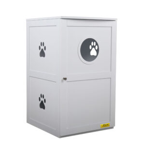 Coziwow 2-Tier Wood Cat Litter Box Cabinet W/ Multiple Vents Openable Door, White CW12F0327 2 Cat Litter Box
