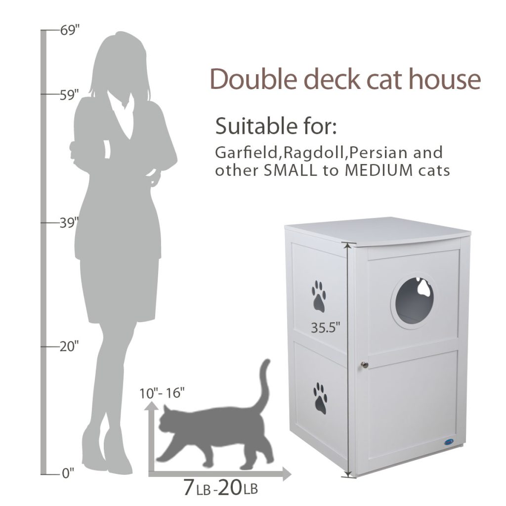 Coziwow 2-Tier Wood Cat Litter Box Cabinet W/ Multiple Vents Openable Door, White CW12F0327 52 1