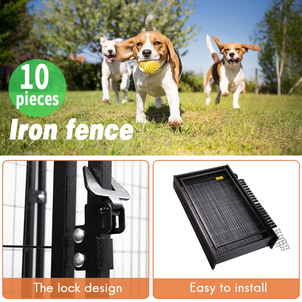 10-piece Large Outdoor Metal Dog Fence CW12F0345 53