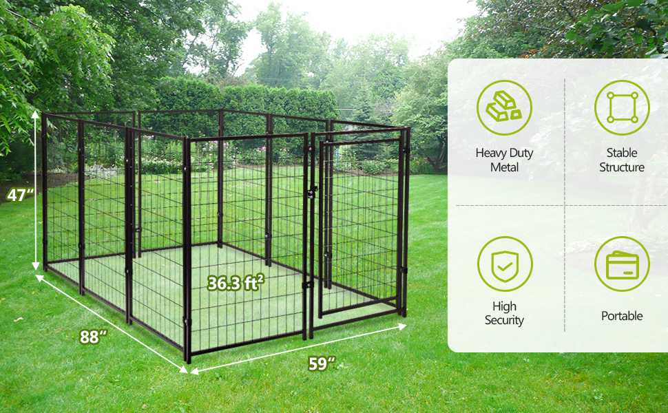 Coziwow 47″ 10 Panels Puppy Playpen, Outdoor Heavy Duty Metal Pet Dog Fence, Foldable Dog House, Outdoor Exercise, Black