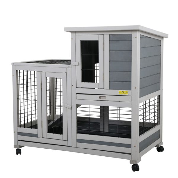 Coziwow Wooden Large Rabbit Hutch Small Animal Outdoor Pen with Wheels, Cleaning Trays and Run CW12F0417 7
