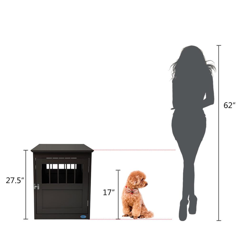Coziwow Luxury Wooden Dog Crate Furniture End Table with Door, Portable Small Dog House Indoor Use, with Waterproof Brown Lacquer Finish CW12G0328 50 1