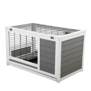Bunny Hutch Tortoise House Wooden Guinea Pig Habitat with Enclosure, Hideout for Small Animal Indoor/ Outdoor CW12G0418 5 Rabbit Hutch