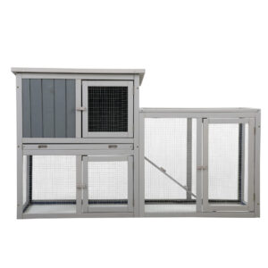 Coziwow 55"L Wood Bunny Hutch For Rabbits Indoor and Outdoor, Gray CW12H0419 1
