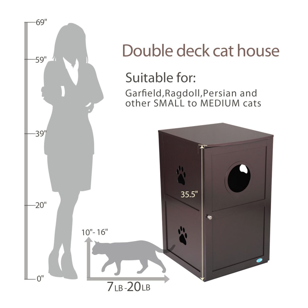 Coziwow 2-Tier Enclosed Cat Litter Box Hidden Cabinet W/ Multiple Vents, Brown CW12K0330 52 1