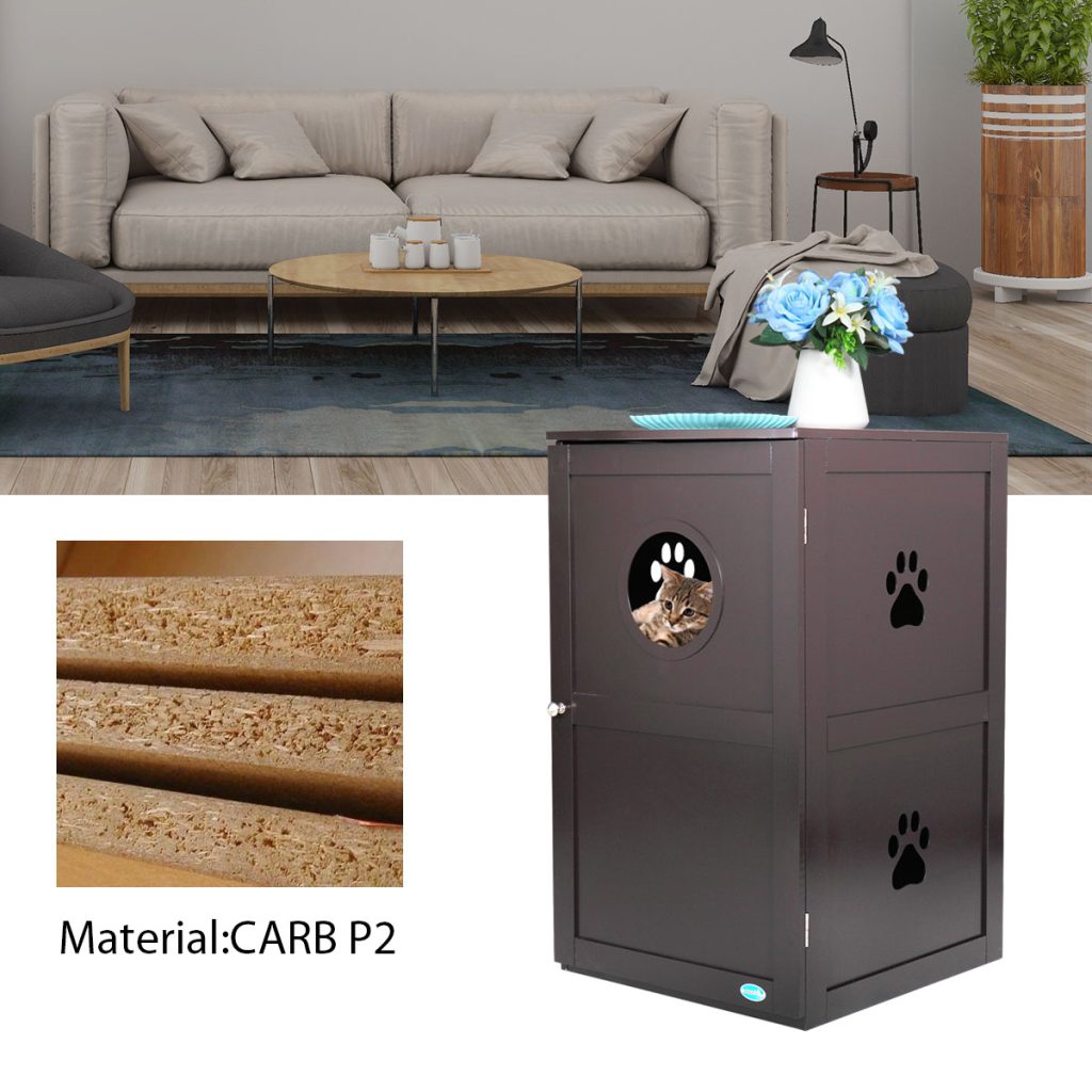 Coziwow 2-Tier Enclosed Cat Litter Box Hidden Cabinet W/ Multiple Vents, Brown CW12K0330 53 1