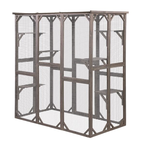 Large Outdoor Wooden Cat Dog Enclosure Catio Cage Retreat House for Pets with 6 Platforms CW12K0420 8