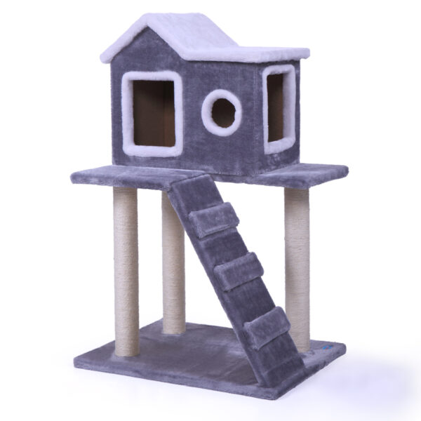 Coziwow 36" Cat Tree Play House Condo with Scratching Posts Climbing Ladder, Gray CW12L0277 2