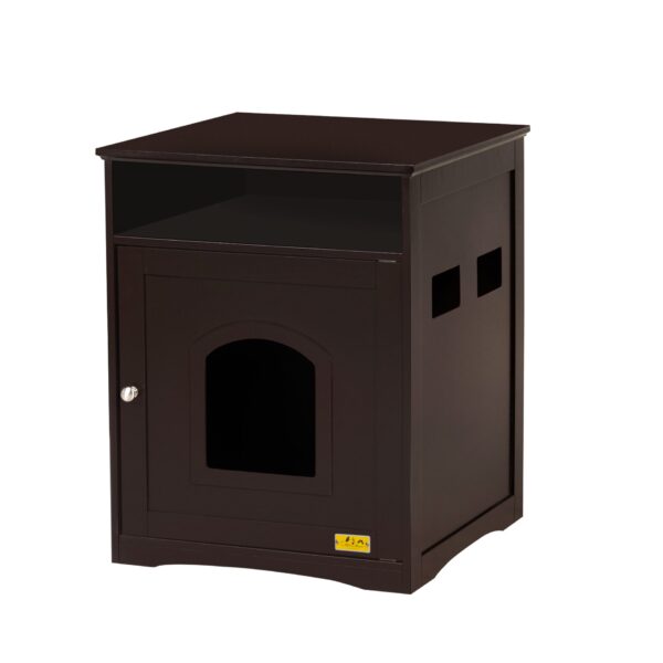 Enclosed Cat Litter Box Hidden Cabinet,Cat Washroom Bench, Brown CW12L0331zt Sid Lou1