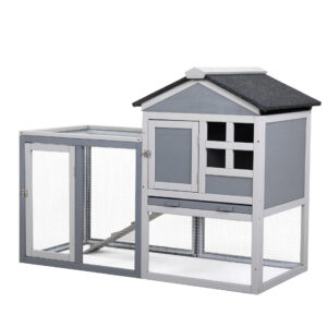 Coziwow 47"L 2-Story Wooden Rabbit Hutch, for 1-2 Bunnies, Indoor and Outdoor, Gray CW12P0496 9