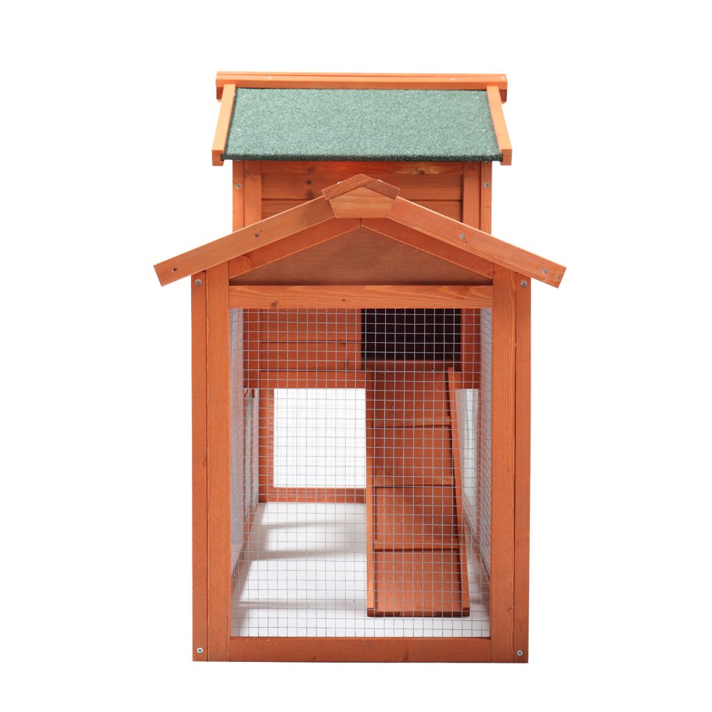 Coziwow 58"L 2-Tier Outdoor Wooden Large Rabbit Hutch Chicken Pet House with Asphalt Roof and Ventilated Resting Room, Orange CW12R0335 32