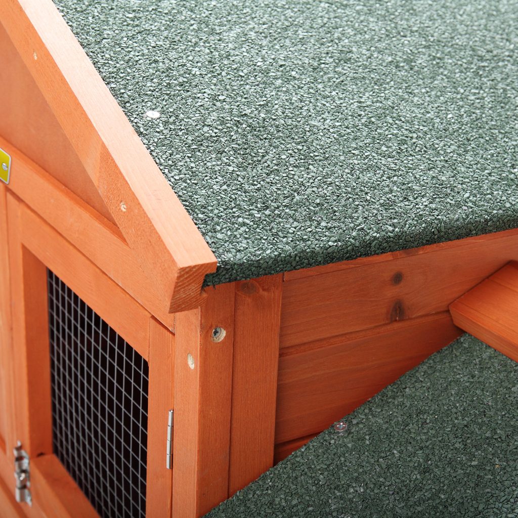 Coziwow 58"L 2-Tier Outdoor Wooden Large Rabbit Hutch Chicken Pet House with Asphalt Roof and Ventilated Resting Room, Orange CW12R0335 xj4