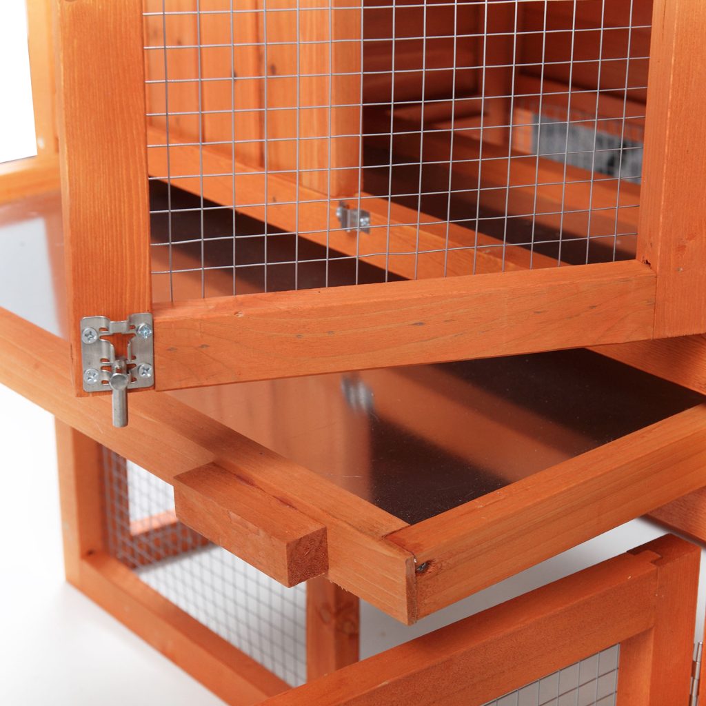 Coziwow 58"L 2-Tier Outdoor Wooden Large Rabbit Hutch Chicken Pet House with Asphalt Roof and Ventilated Resting Room, Orange CW12R0335 xj7