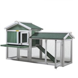 Coziwow Outdoor Wooden Large Rabbit Hutch 2-Tier Pet Chicken House with Tray, Green CW12S0336 4 rabbit hutch
