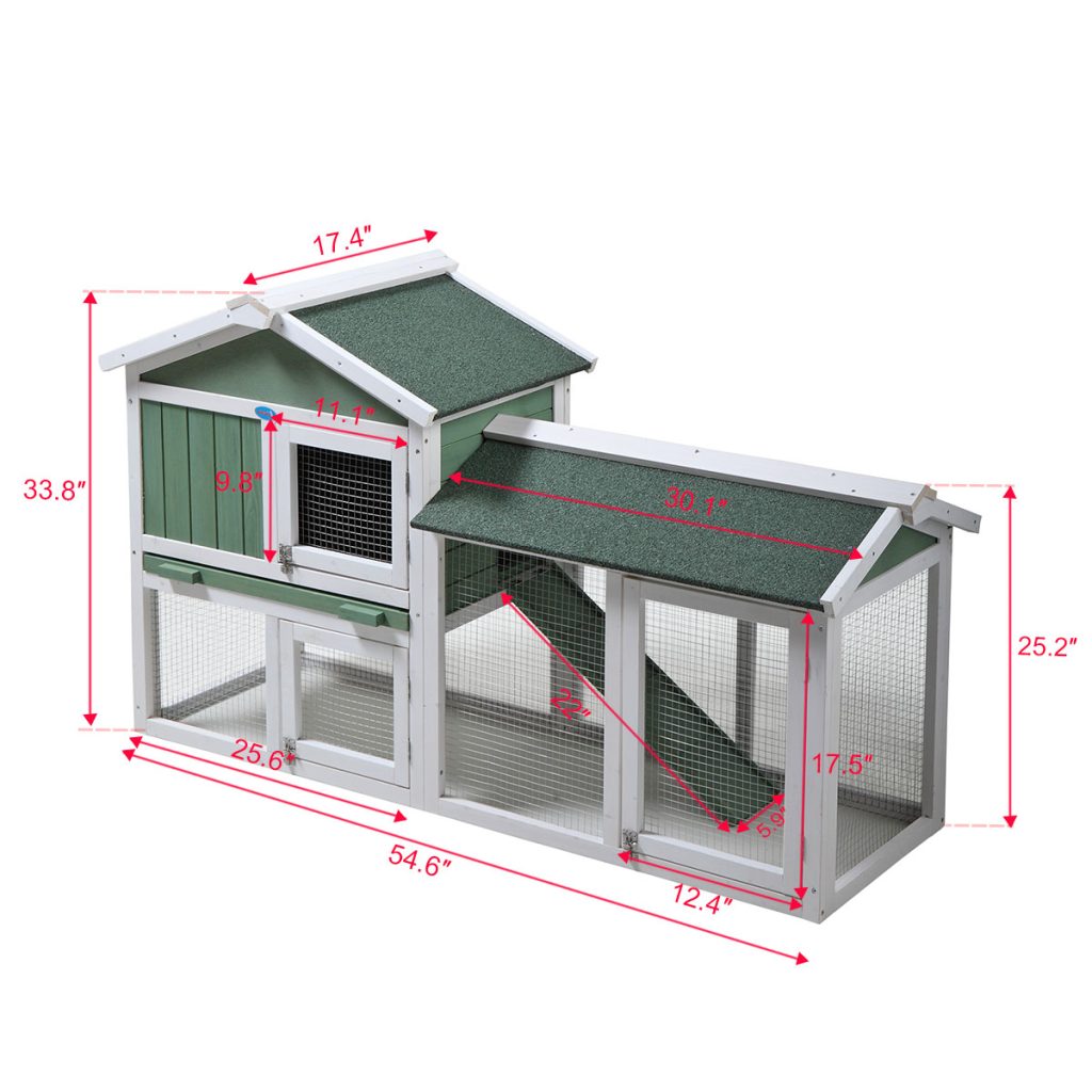 Coziwow Outdoor Wooden Large Rabbit Hutch 2-Tier Pet Chicken House with Tray, Green CW12S0336 cct 1