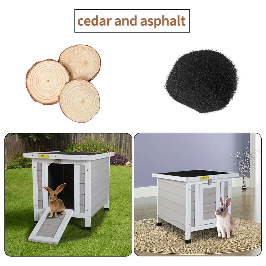 Portable Outdoor Wooden Rabbit Cat Dog Hutch Retreat House for Small Pets, White&Grey CW12T0337 1 zt8