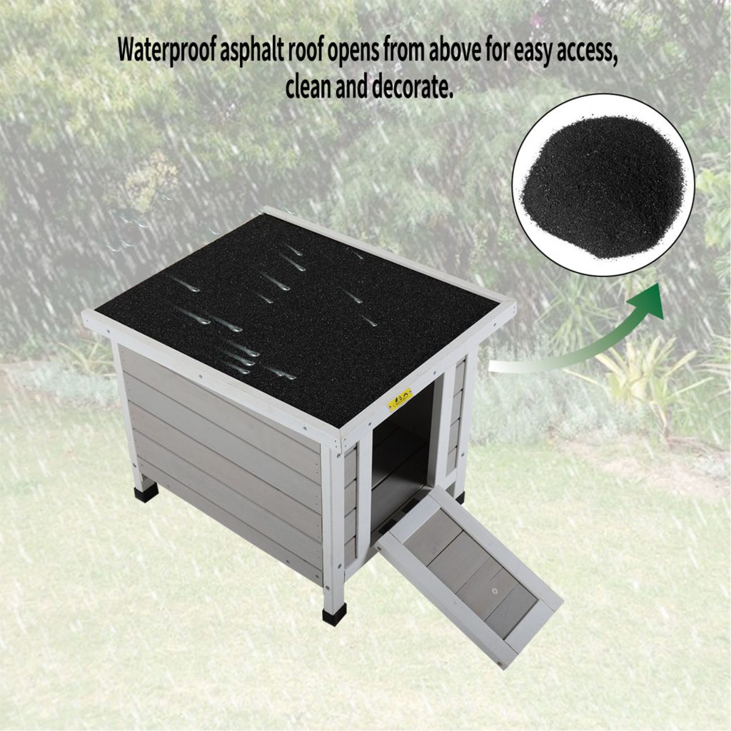 Coziwow Portable Wooden Cute Rabbit Hutch House for Small Pets w/ openable roof and door, White&Grey CW12T0337 1 zt9