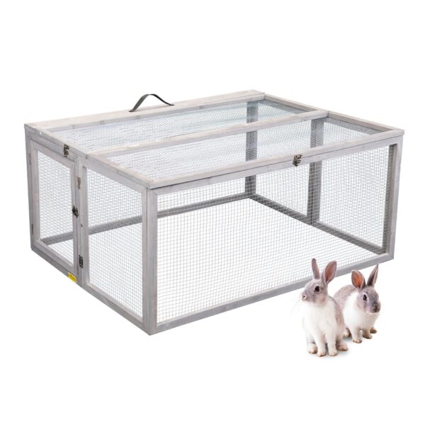 Coziwow Portable Folding Rabbit Hutch Outdoor Bunny Cage Small Animal Coop with Openable Top, Wire-Mesh Windows and Handle CW12U0500 rebeccaqiu1