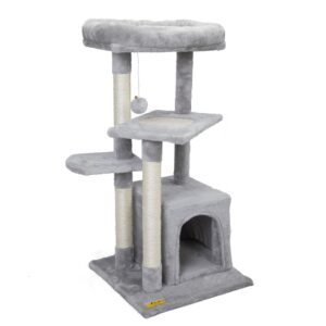 Coziwow 33" Multi-Level Cat Tree Kitten Condo with Scratching Posts for Indoor Cats, Light Gray CW12X0466 3