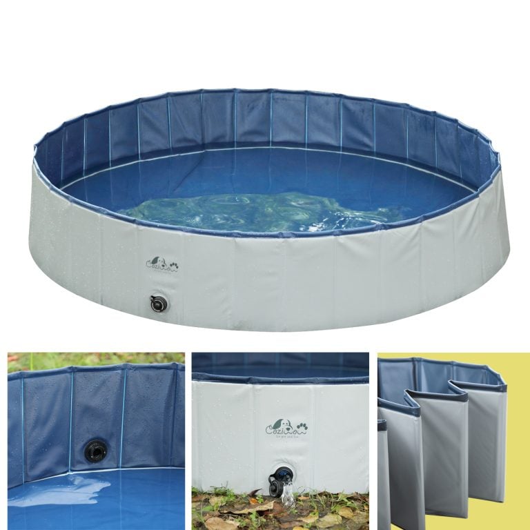 Coziwow Pet Dog Portable Foldable Bathing Tub, Multifunctional Pet Bath Swimming Pool, Large 63 Inches, Grey+Blue, PVC+MDF CW12Y0341 zt6