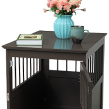 Coziwow Luxury Wooden Dog Crate Furniture End Table with Door, Portable Small Dog House Indoor Use, with Waterproof Brown Lacquer Finish DM 20230718161040 002