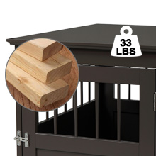 Coziwow Luxury Wooden Dog Crate Furniture End Table with Door, Portable Small Dog House Indoor Use, with Waterproof Brown Lacquer Finish DM 20230718161040 003