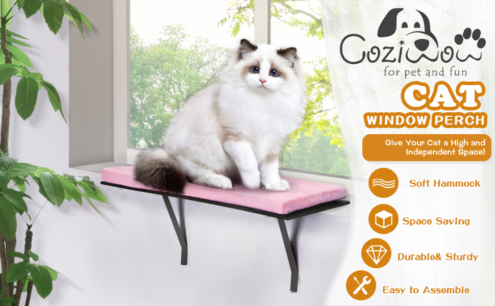 Cat Wall Mounted Perch House Window Seat for Large Cats Indoor, Pink a754cca8 c605 470b 90fe acbed94f3373. CR00970600 PT0 SX970 V1