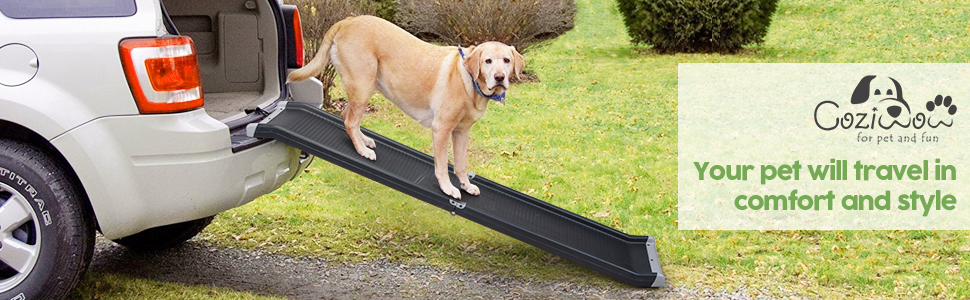 Coziwow 63" L High Flexibility Portable Bi-Fold Outdoor Dog Ramp with Non-Slip Smooth Surface, Snap-on Locks, PE+Steel Tube b3f9d7ca 5965 4363 b168 e5a872ec5d92. CR00970300 PT0 SX970 V1